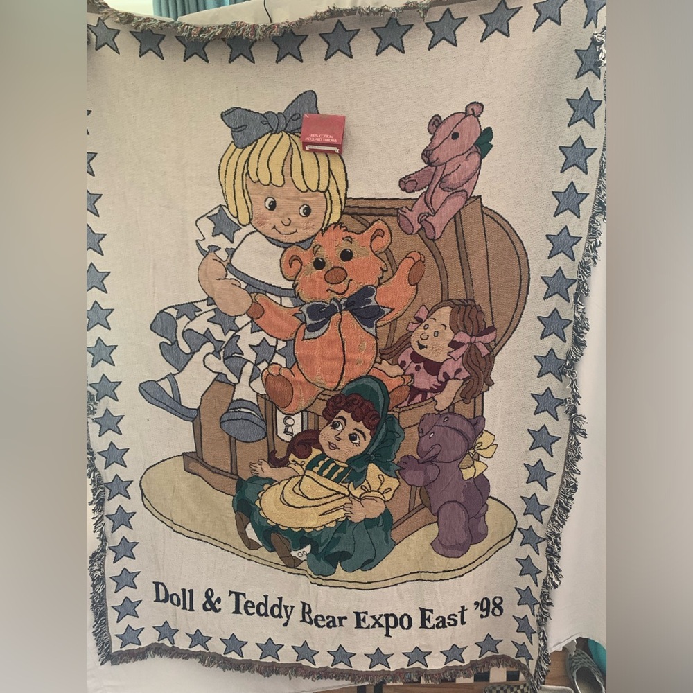 RARE Doll & Teddy Bear Expo 98 Royal Tapestry by Chatham Jacquard Throw NWT